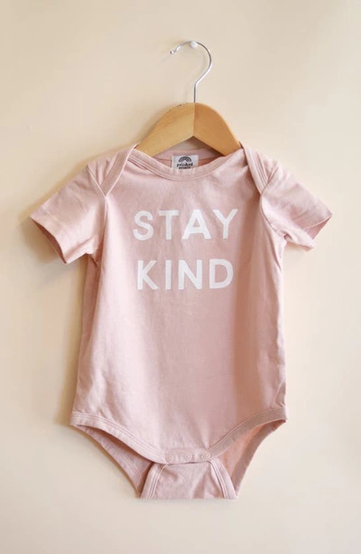 Shop Polished Prints Stay Kind Organic Cotton Bodysuit In Rose Dust