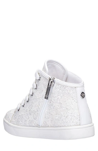 Shop Nina Kids' Penelope High Top Sneaker In White Glitter Lace