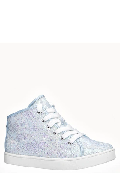 Shop Nina Kids' Penelope High Top Sneaker In Light Blue Glitter Lace