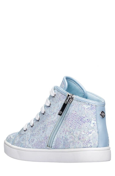 Shop Nina Kids' Penelope High Top Sneaker In Light Blue Glitter Lace