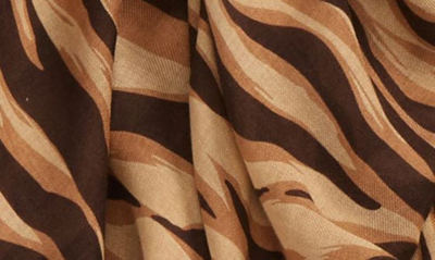 Shop Saint Laurent Tiger Stripe Modal & Cashmere Scarf In Light Brown/ Black
