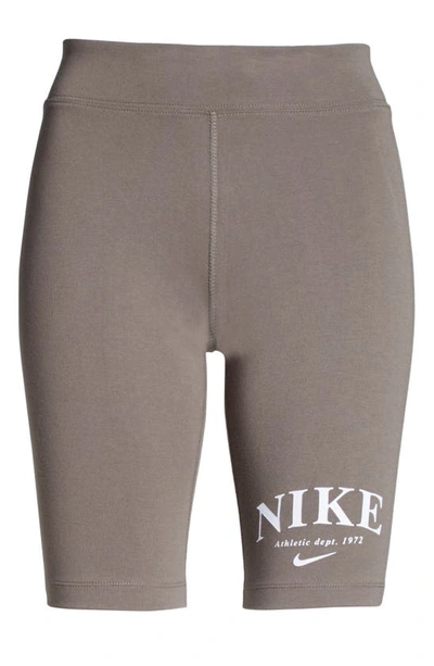 Shop Nike Sportswear Knit Bike Shorts In Cave Stone/white