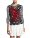 MARC JACOBS Palm-Applique Striped Sweater, White