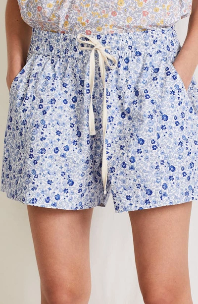 Shop Apiece Apart Trail Floral Organic Cotton Shorts In Sweet Blues