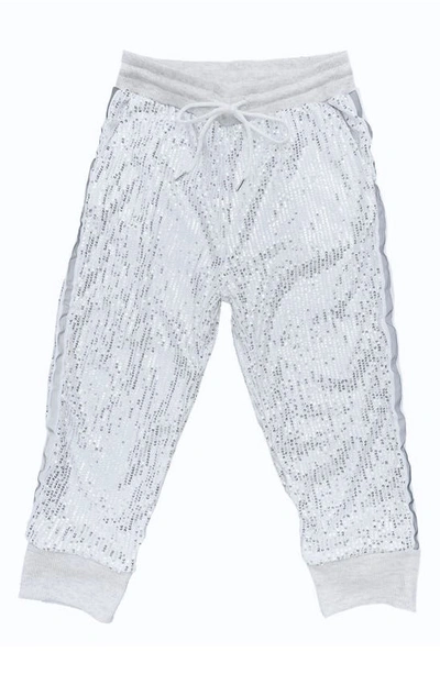 Nikki Lund Sequin Side Stripe Capri Pants In Silver