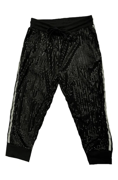 Nikki Lund Sequin Side Stripe Capri Pants In Black