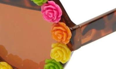 Shop Rad + Refined Flower 55mm Round Sunglasses In Tortoise/ Brown