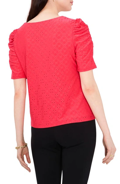 Shop Chaus Eyelet Ruched Sleeve Top In Orange