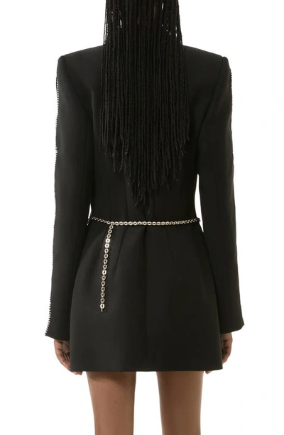 Mach&mach Crystal Bow Chain Belt Blazer Minidress In Black