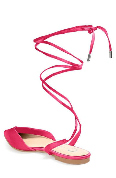 Journee Collection Lace-up Pointed-toe Flat In Pink