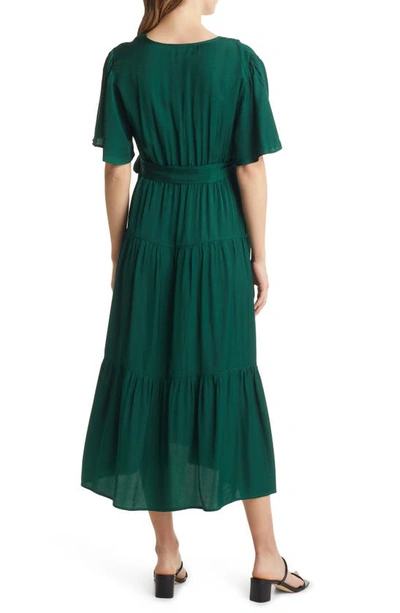 Shop Angel Maternity Crossover Faux Wrap Maternity Maxi Dress In Green
