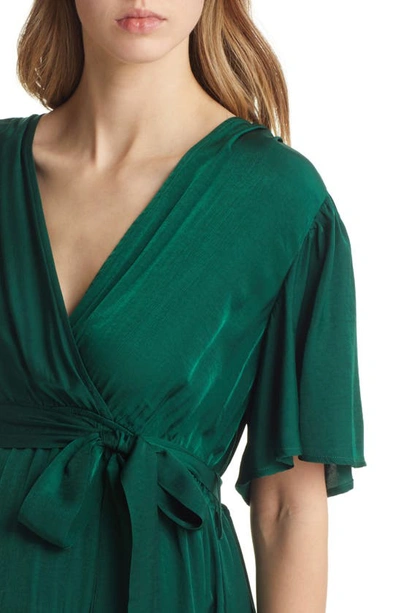 Angel Maternity Crossover Faux Wrap Maternity Maxi Dress In Green