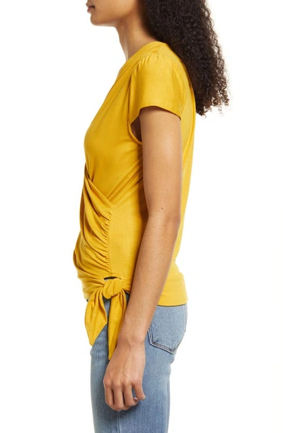 Loveappella Faux Wrap Top In Sunflower