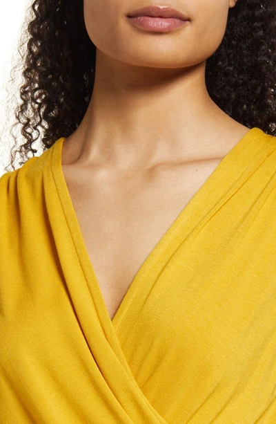 Loveappella Faux Wrap Top In Sunflower