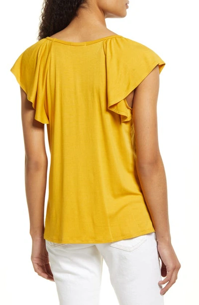 Loveappella Flutter Sleeve Top In Sunflower