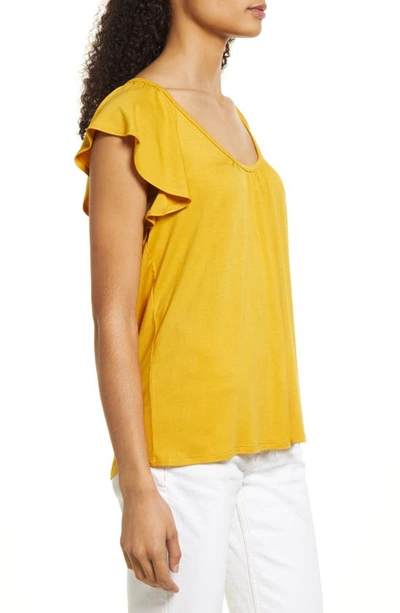 Loveappella Flutter Sleeve Top In Sunflower