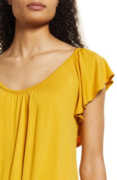 Loveappella Flutter Sleeve Top In Sunflower