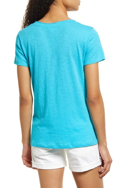Shop Caslon Short Sleeve V-neck T-shirt In Teal Scuba