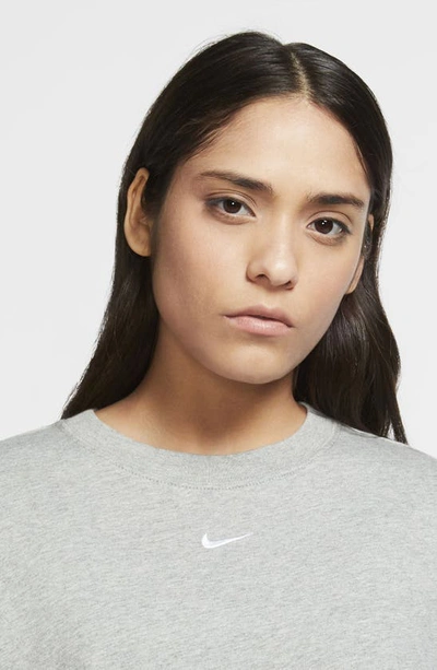 Shop Nike Sportswear Essential T-shirt Dress In Dark Grey Heather/white