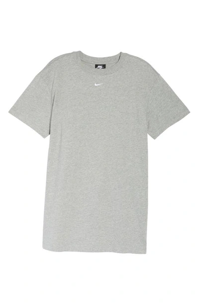 Shop Nike Sportswear Essential T-shirt Dress In Dark Grey Heather/white