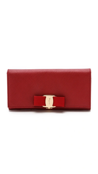 Shop Ferragamo Miss Vara Bow Wallet In Rosso