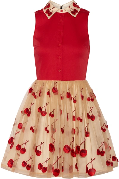 Alice And Olivia Cherry Pouf Tulle And Cotton-blend Mini Dress