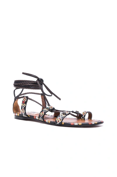 Shop Valentino Primitive Print Sandals In Black, Abstract. In Black & Multi