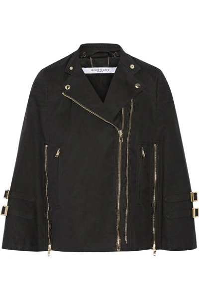 Givenchy Zip-detailed Cape In Washed Cotton-blend Canvas In Black