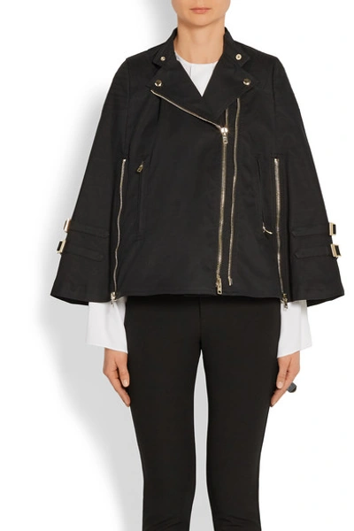 Shop Givenchy Zip-detailed Cape In Washed Cotton-blend Canvas