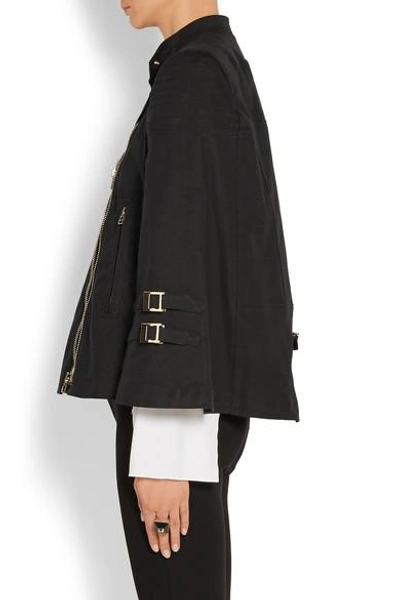 Shop Givenchy Zip-detailed Cape In Washed Cotton-blend Canvas