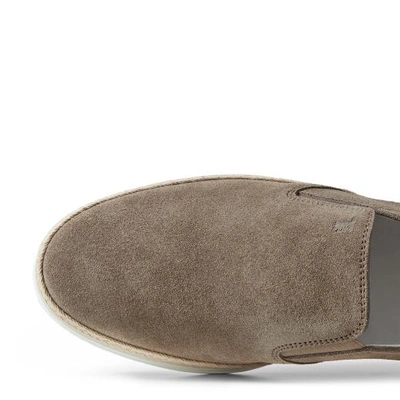 Shop Tod's Slip-on Shoes In Suede In Beige