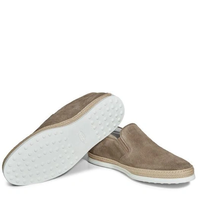 Shop Tod's Slip-on Shoes In Suede In Beige