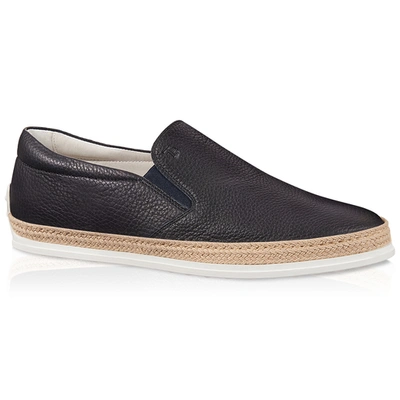 Tod's Leather Slip-ons In Blue