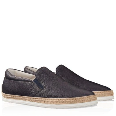 Shop Tod's Leather Slip-ons In Blue