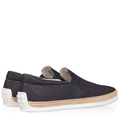 Shop Tod's Leather Slip-ons In Blue