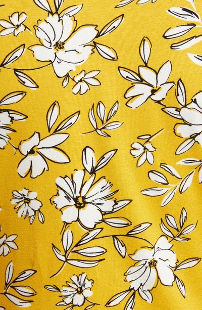 Loveappella Floral Print Faux Wrap Top In Sunflower