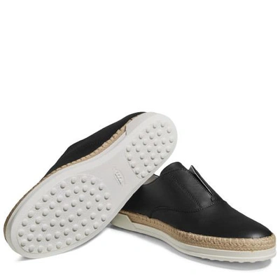 Shop Tod's Leather Slip-on Shoes In Black