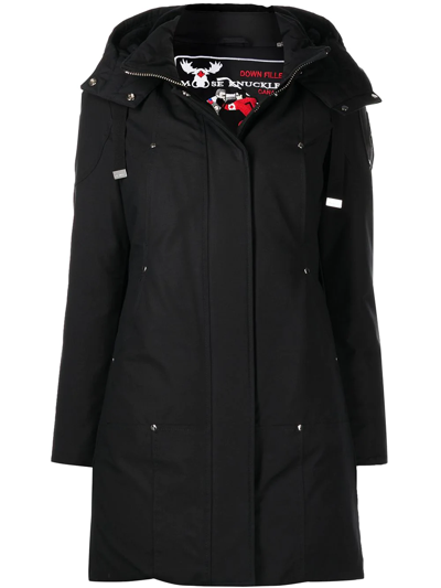 Shop Moose Knuckles Longue Rive Hooded Parka In Black