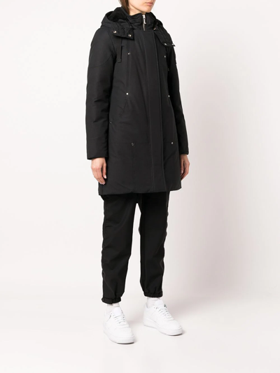 Shop Moose Knuckles Longue Rive Hooded Parka In Black