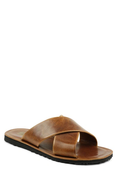 Shop Bruno Magli Amato Leather Slide Sandal In Cognac