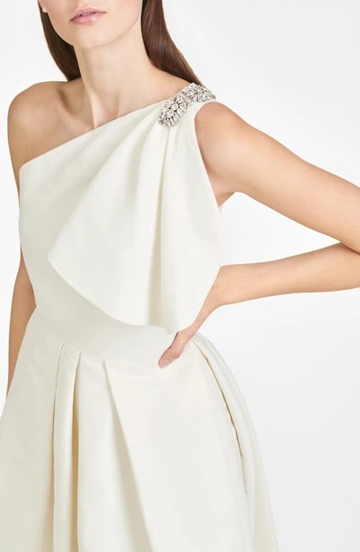 Shop Sachin & Babi Martina Bow One-shoulder Gown In Ivory