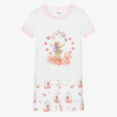 Shop Flower Fairies By Childrensalon Girls White Cotton Short Pyjamas