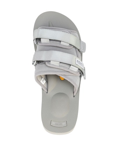 Shop Suicoke Touch-strap Sandals In Gray