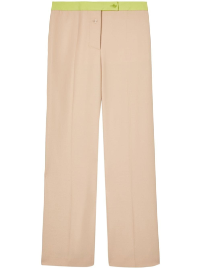 Shop Off-white Wool Blend Trousers In Cammello