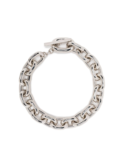 Shop Rabanne Oversize Chain Necklace In Argento