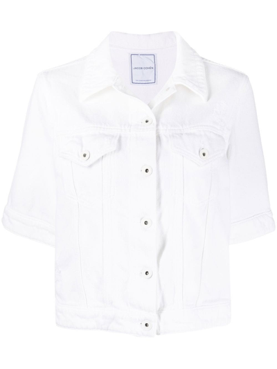 Shop Jacob Cohen Denim Jacket In Bianco