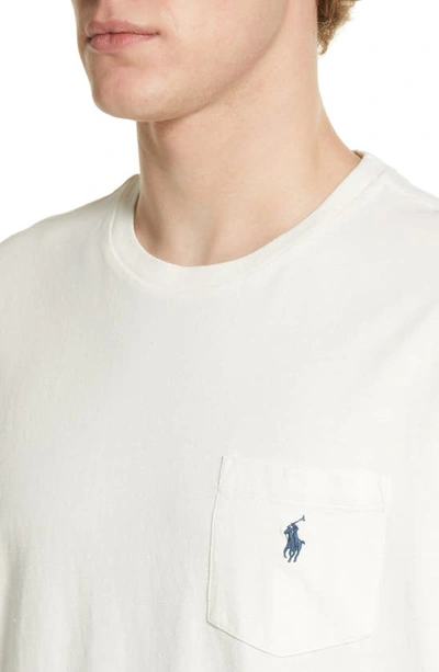 Shop Polo Ralph Lauren Cotton & Linen Pocket T-shirt In Antique Cream