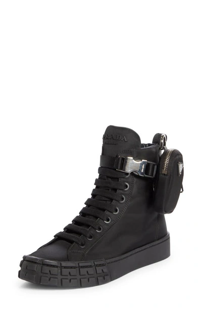 Shop Prada Wheel High Top Sneaker In Black