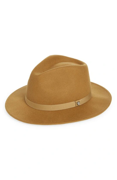 Shop Brixton Messer Packable Felted Wool Fedora In Medal Bronze