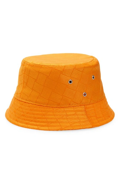 Shop Bottega Veneta Intrecciato Jacquard Bucket Hat In Tangerine